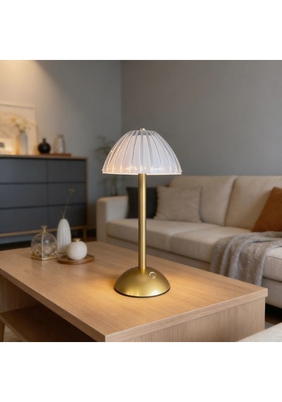Uzun Çizgili Model Led Masa Lambası Dokunmatik, 3 Renk Işık Modlu, Şarjlı Dekoratif Gece Lambası Beyaz