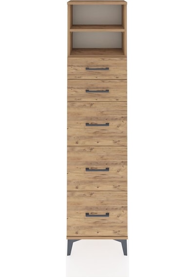 Arges Dolap 2 Raflı 5 Çekmeceli 44x30x182 Çam-çam Atlas Çam