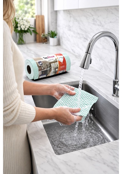 Technow Softtex 33 Yaprak Kopar Kullan Yeşilrulo Hassas Temizlik Bezi 27x30cm 3'lü Sarı