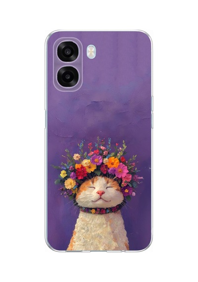 Oppo A6t - A6x Uyumlu Frida Catlo Kedi Baskılı Silikon Kılıf Renkli