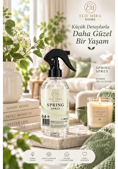 Oda Kokusu Sprey Spring Kalıcı Oda Parfümü 500 Ml Bahar Esintisi