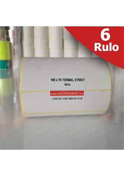 Termal Etiket 100X70 - Barkod Etiket 6 Rulo 2.100 Adet