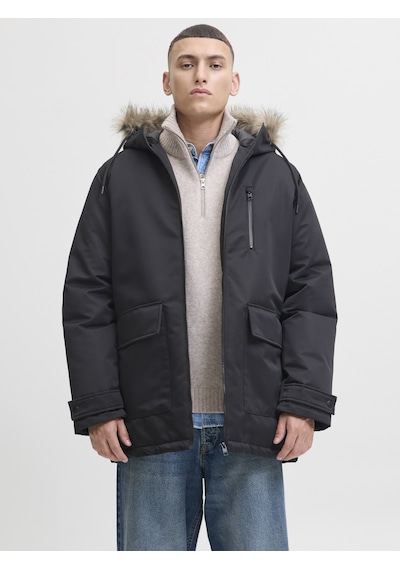 Jack & Jones Erkek Kapüsonlu Rüzgar Geçirmez Parka - Charlie - 12279464 Black