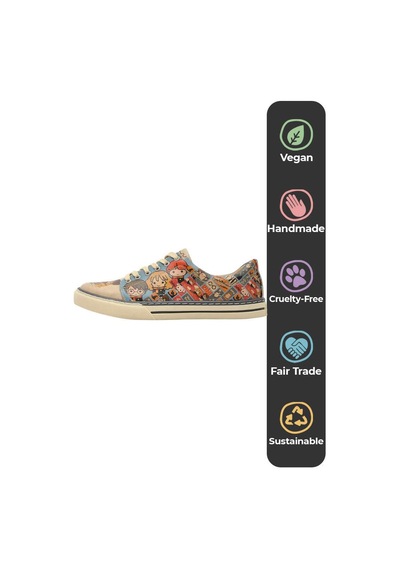 Kadın Vegan Deri Turkuaz Sneakers - Warner Bros Imaginary School Harry Potter Tasarım Çok Renkli