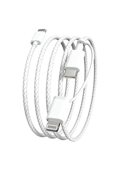 Micflip A22 2in1 Pd Type-c To Type-c + Lightning Mfı Sertifikalı Data Ve Şarj Kablosu 240w 1m Beyaz