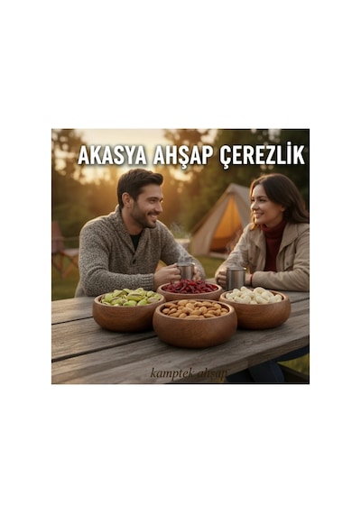 Ahşap Atölyesinden Kalitesiyle Ahşap Küçük Boy Tasarım Organik Çerezlik Kase 1 Adet Kahverengi