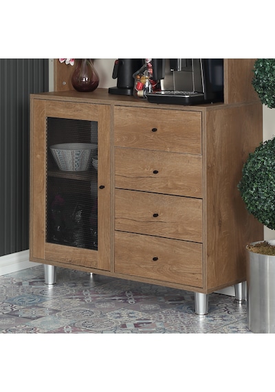 Pasific Home Grano Kahve Köşesi Çok Amaçlı Kiler Dolabı, 96 cm, Koyu Meşe