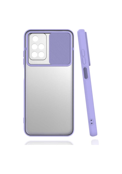 Noktaks - Xiaomi Uyumlu Xiaomi Redmi 10 - Kılıf Slayt Sürgülü Arkası Buzlu Lensi Kapak - Lila T19682 Lila