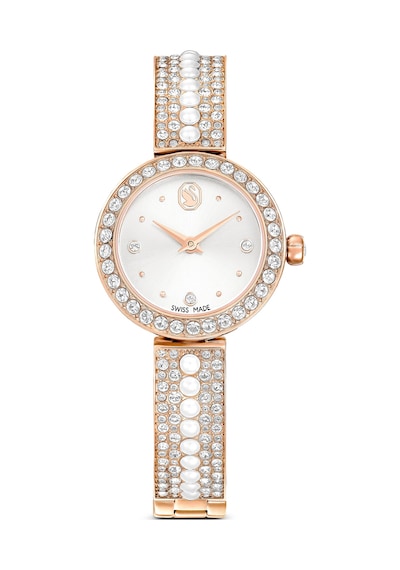 Matrix Pearl Bangle Halka Bileklik Saat, Kristal Bileklik, Pembe Altın Rengi Yüzey Çok Renkli