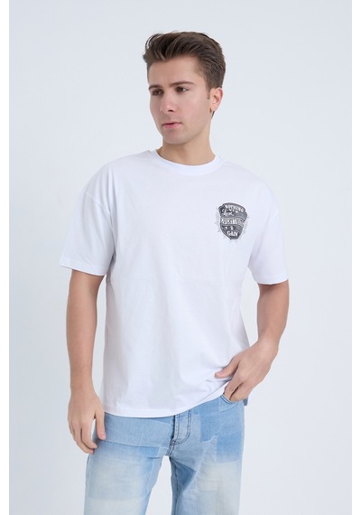 Erkek Oversize Baskılı T-shirt Beyaz Everything To Gain Beyaz