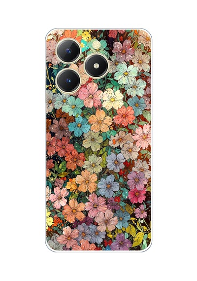 Realme C61 Uyumlu Vintage Botanik Çiçek Bahçesi Baskılı Silikon Kılıf