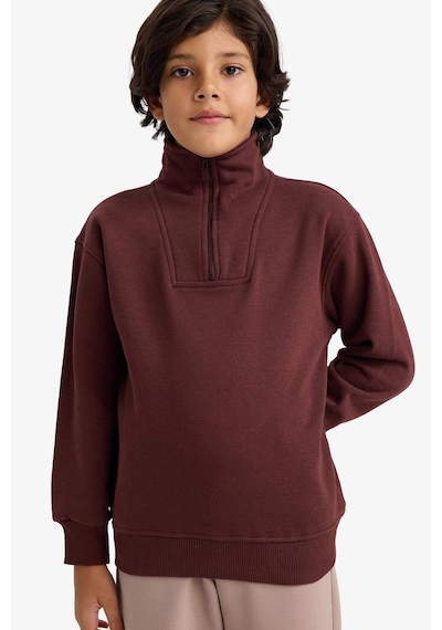 Defacto Erkek Çocuk Yarım Fermuarlı İçi Yumuşak Tüylü Sweatshirt G5547a825cwbr230 Bordo-br230