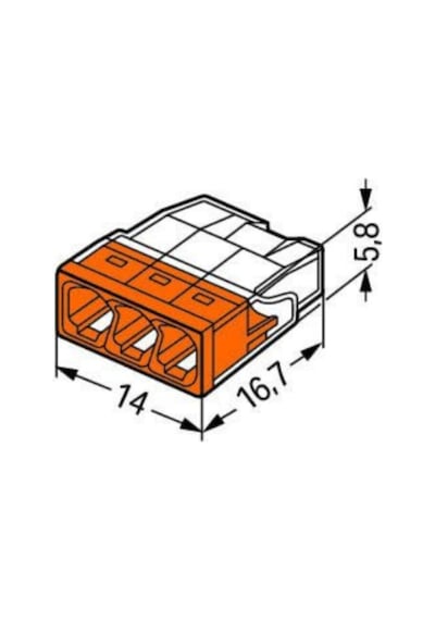 Wago 3lü Geçmeli Buat Klemensi -100'lü Paket 2,5mm