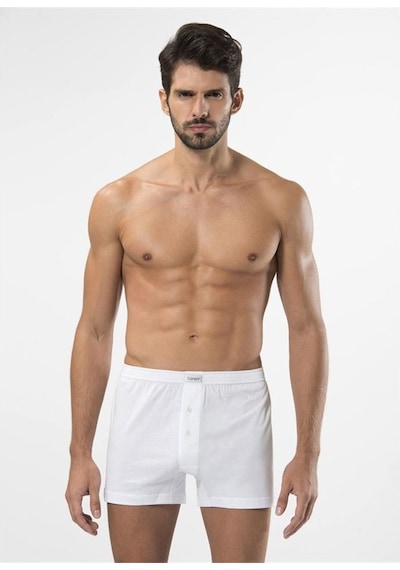 Türen 186 Düğmeli Boxer Ikili Paket-Beyaz - L