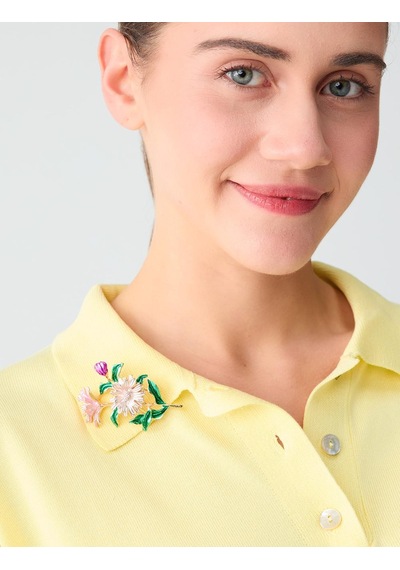 Jimmy Key Jimmy Key Karışık Çiçek Figürlü Mine Detaylı Broş 6sw356589999 Çok Renkli