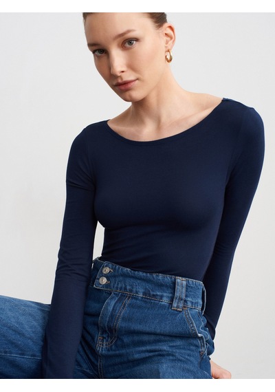 Dilvin 32549 Kayık Yaka Bodysuit-k.lacivert K.lacivert