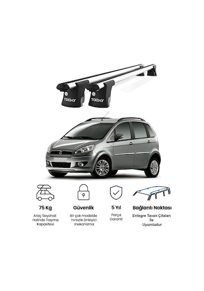 Trio-ı Fiat Idea 2003 Ve Sonrası Uyumlu Kilitli Ara Atkı 120cm Port Bagaj Tavan Barı