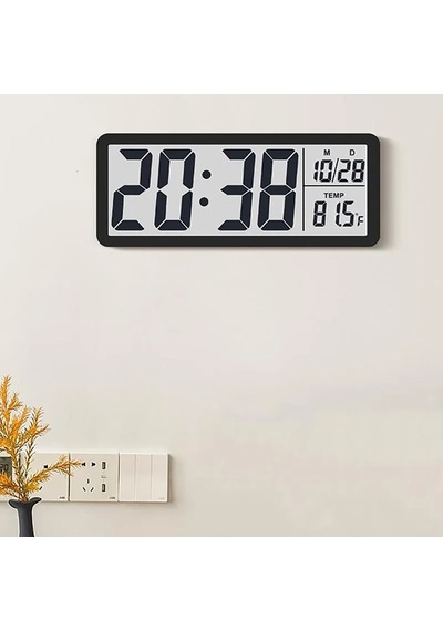 Hymark Lcd Ekran 20x8cm Dijital Duvar Saati Usb Pilli Zaman Sıcak Siyah