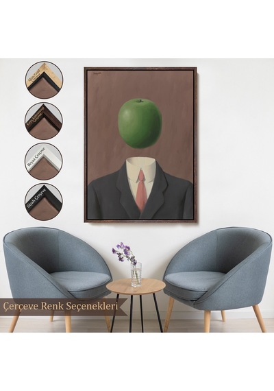 Ahşap Çerçeveli Rene Magritte - Soyut Sabit Fikir Tablosu-7343