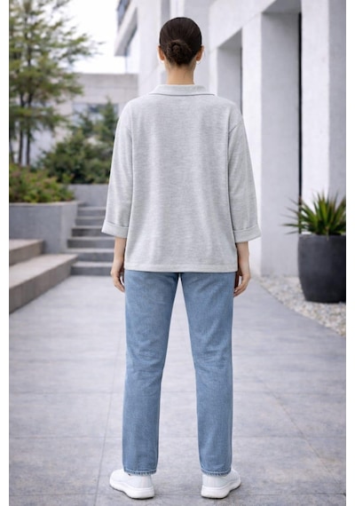 Alexander Gardi Alexandergardı V Polo Yaka Oversize Bluz Gri