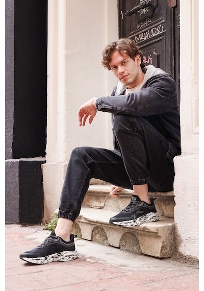 Jump 30342 Siyah - Beyaz Erkek Sneaker Günlük Spor Ayakkabı