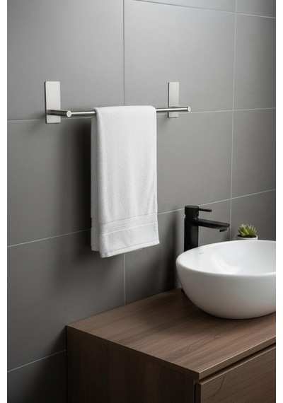Tr Paslanmaz Çelik Havluluk 45 Cm, 304 18/10 Çelik Yapışkanlı Duvar Havlu Askısı, Vidasız Deliksiz Banyo Ve Mutf Genel