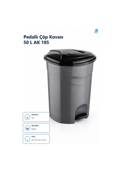 Pedallı Çöp Kovası 50 L Plastik Çok Renkli