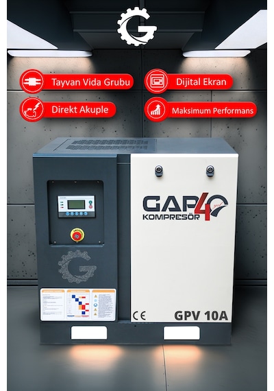 Gap Kompresör Vidalı Hava Kompresörü 10 HP Tek Makine GPV10a