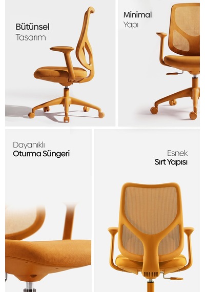 Seul Ergonomik Çalışma Sandalyesi - Sarı