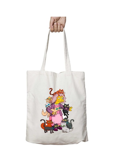 Art Hediye 08 Simpson Cats Kediler İki Taraf Kalıcı Yıkanabilir Okul Plaj Omuz Bez Çanta Çok Renkli