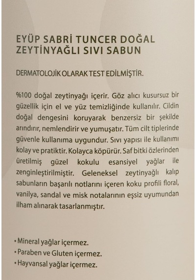 Eyüp Sabri Tuncer Doğal Zeytinyağli Sivi Sabun 750 Ml Pet Şişe 1 X 750 Ml Diğer
