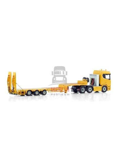 1/50 Lowbed Scanıa R Normal Cr20n 6x2 Twın Steer Semı Low Loader Wıth Ramps - 3 Axle