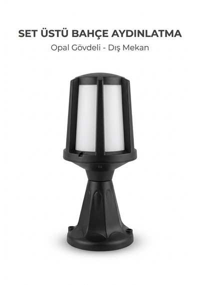 Masfitech Set Üstü Bahçe Aydınlatma Armatürü Siyah Opal Gövdeli Dış Mekan