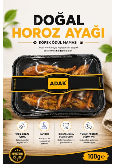 Doğal Horoz Ayağı Köpek Ödül Maması 100 G Kurutulmuş Katkısız Doğal Çiğneme Ödülü