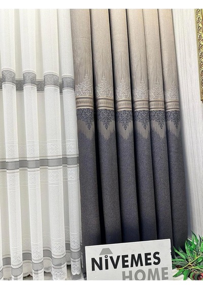 Titus Fj632145 V-5329 Kahve 1/3 Sık Pileli Fon Perde 80 X 270 Cok Renkli