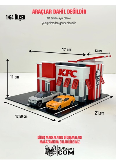 3d Baskı 1/64 Ölçekli Kfc Bina Tasarımlı Diorama Araç Sergileme Garajı