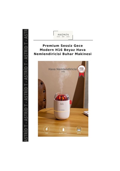 Premium Sessiz Gece Modern H16 Beyaz Hava Nemlendiricisi Buhar Makinesi