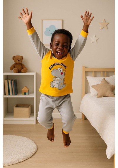 Aden Kids Çocuk Mevsimlik Penye Pijama Takımı Gri