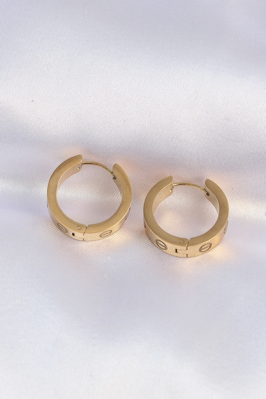 316l Çelik Gold Renk Model Halka Küpe Altın