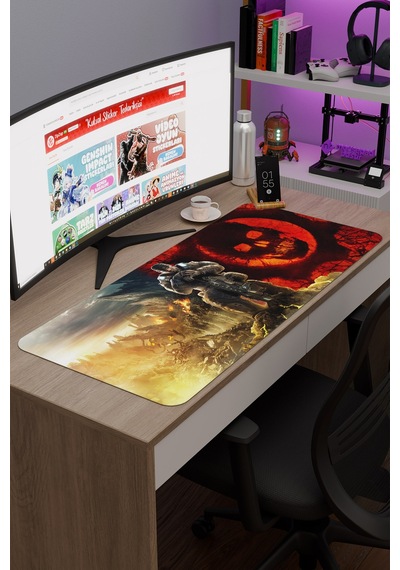 Gears Of War Kaymaz Dikişli Kauçuk Oyuncu Mousepad V1 - 90x40 Xxl Gaming Mouse Pad Fare Altlığı
