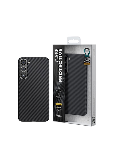 Galaxy S23 Plus Uyumlu Kılıf Benks Magsafe Şarj Özellikli Magnetik Armorair 600d Kevlar Fiber Siyah