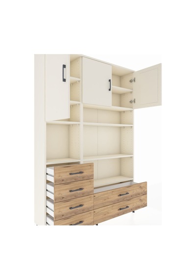 Arges Dolap 9 Raflı 6 Çekmeceli 3 Kapaklı 132x30x195 Aytaşı-aytaşı/çam Aytası/atlas Çam