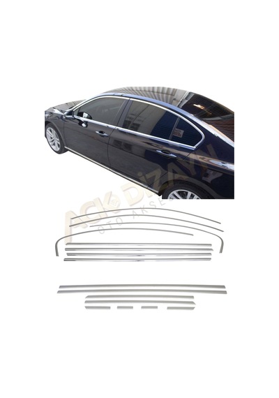 Vw Passat B8/b8,5 2015-2023 2'li Krom Cam Çerçevesi + Yan Kapı Çıtası A+