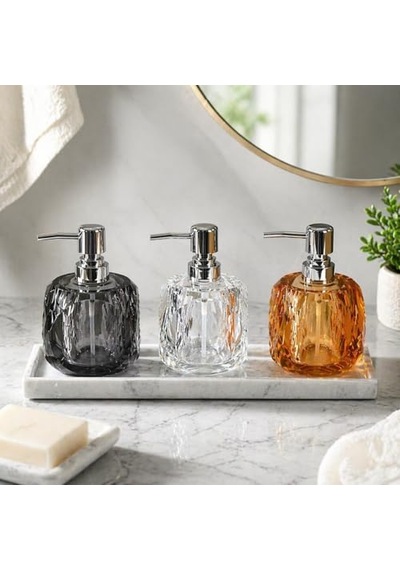 Adet Akrilik Sıvı Sabunluk 210 Ml - 3 Farklı Renkli Kırılmaz Şeffaf Banyo Ve Mutfak Düzenleyici Şık Losyon Ve S Diğer
