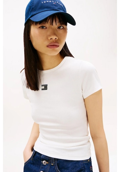 Tommy Hilfiger Tjw Slım Badge Rıb Tee Kadın Beyaz T-shirt Dw0dw17881ybl BEYAZ
