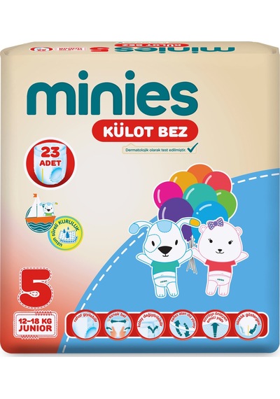 Minies Külot Bez 5 Numara Junior 12-18 Kg 23'lü 7'li Paket