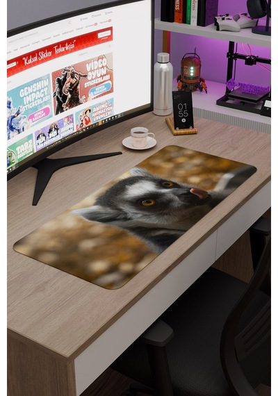 Lemur Kaymaz Dikişli Kauçuk Oyuncu Mousepad V1 - 70x30 Xl Gaming Mouse Pad Fare Altlığı