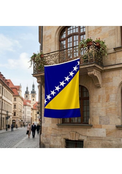 Bosna Hersek Bayrağı Premium Raşel Kumaş 150x225 Cm Diğer