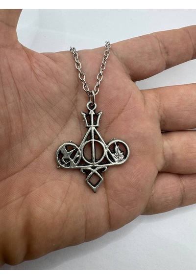 Rebel Emblems Ölümcül Aletler & Açlık Oyunları Temalı Unisex Kolye 60 Cm Zincirli Çok renkli