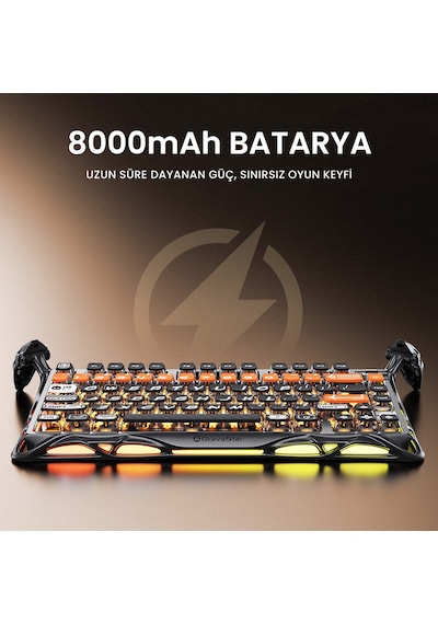 Gravastar K1 Pro Mekanik Gaming Klavye, X Kablosuz Optik Mouse Ve Mousepad Oyuncu Seti, Cyberflare Optik
